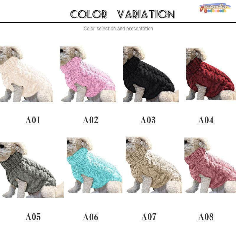 ニット タートルネック ドッグウェア 暖か 犬服 秋冬 保温 防寒 セーター ケーブル編 伸縮性 猫 旅行 お散歩
