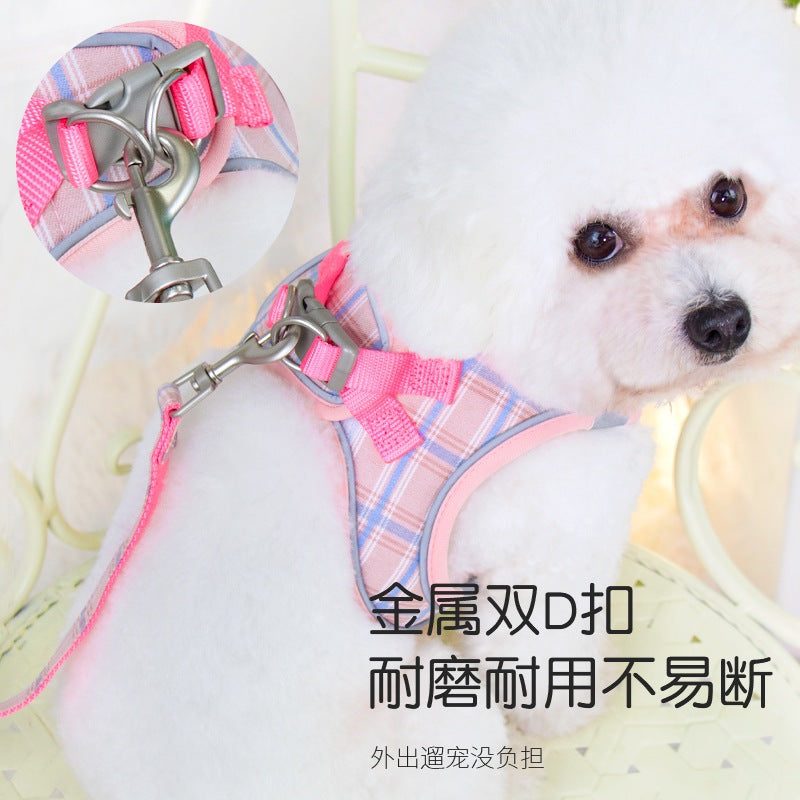 簡単装着 シンプル リーシュ ペット用品 お出かけ 軽量 犬 犬用 おしゃれ リード 猫用 お散歩 ハーネスリードセット ハーネス 46 2点セット 中型犬 胴輪 ペットハーネス ネコ用ハーネス 犬用