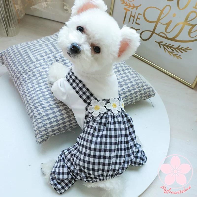 万能流行感 ペット 服 安い 犬 春 夏 秋 冬 ギンガム チェック サロペット かわいい 可愛い ハイブランド 猫 ドッグウェア