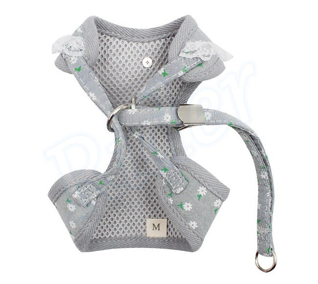 ペット用品犬の服犬用ハーネスリード3色カモフラージュストロベリーレースかわいいファッショナブルな安全482