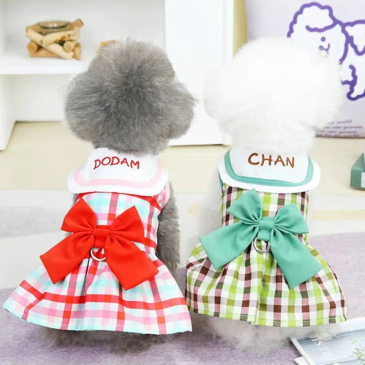大人の魅力 ペット 服 安い 犬 春 夏 ノースリーブ チェック ワンピース かわいい 可愛い ハイブランド 猫 ドッグウェア