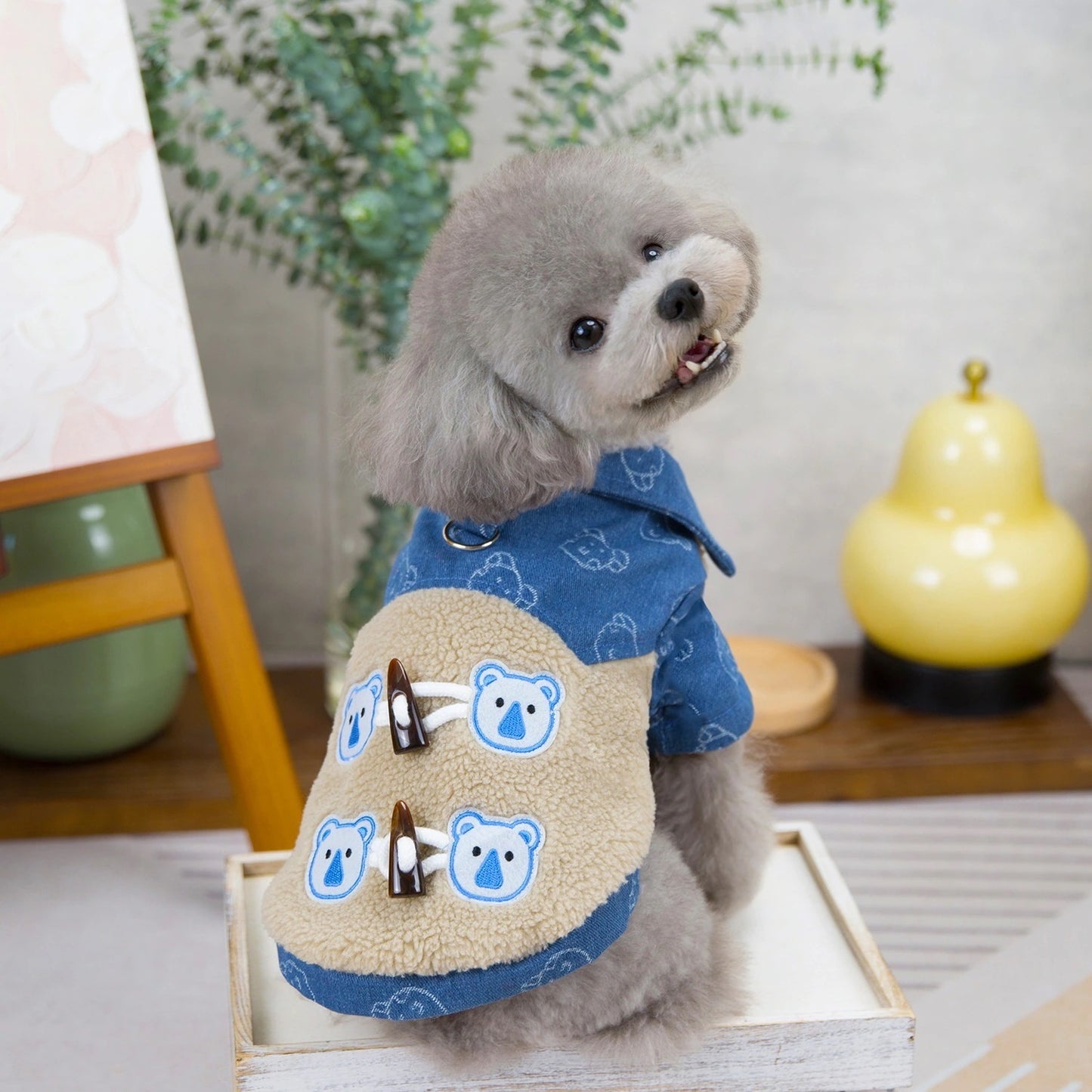 人気犬の服 ペットの服 小型犬や猫が着ることができる秋と冬暖かく快適なベアクロコボタン綿コート