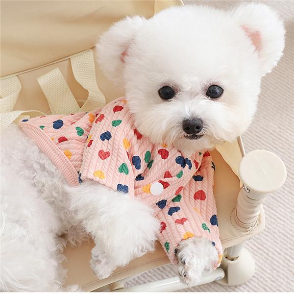 ドッグウェア ハート柄 犬 服 トップス 犬の服 あったか 秋 冬 超小型犬 小型犬 中型犬 猫 ペット 犬用 洋服 お散歩 可愛い メール便