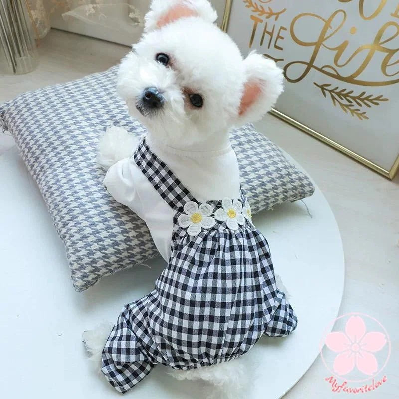 万能流行感 ペット 服 安い 犬 春 夏 秋 冬 ギンガム チェック サロペット かわいい 可愛い ハイブランド 猫 ドッグウェア