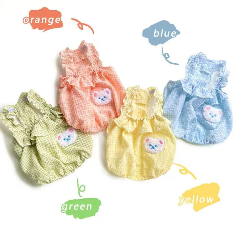 新品 大人気 ペット 服 安い 犬春 夏 フリル チェック キャミソール かわいい 可愛い ハイブランド 猫 ドッグ ウェア