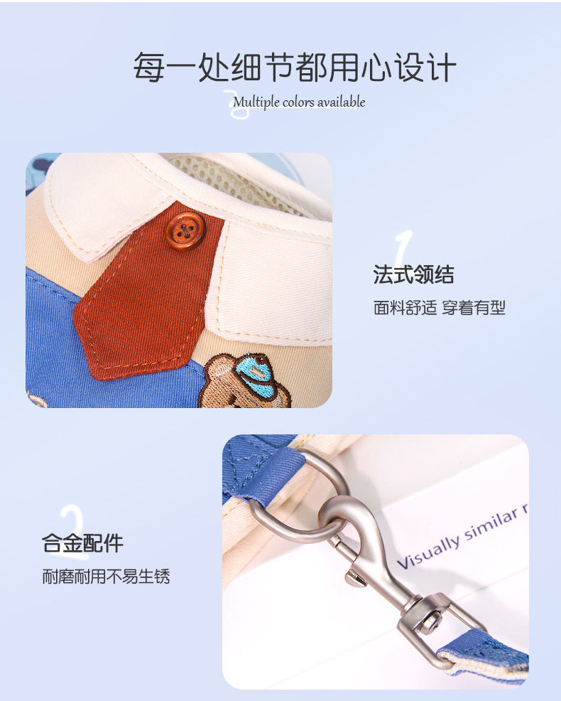 2点セット お出かけ ネコ用ハーネス シンプル ペットハーネス 胴輪 リード 簡単装着 お散歩 小型犬 猫用 犬 ハーネスリードセット ハーネス リーシュ 軽量 犬用ハーネス ペット用品 中型犬 犬用