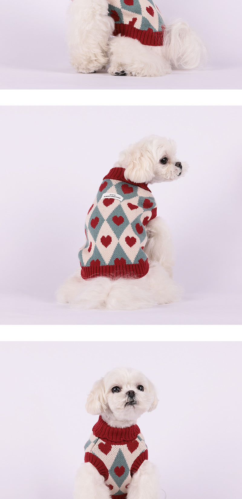 工ガ割-ペットニット新作 ペット服 犬猫服 快適で可愛い ハートノースリーブセーター厚手保温の子犬服中型犬ペット服