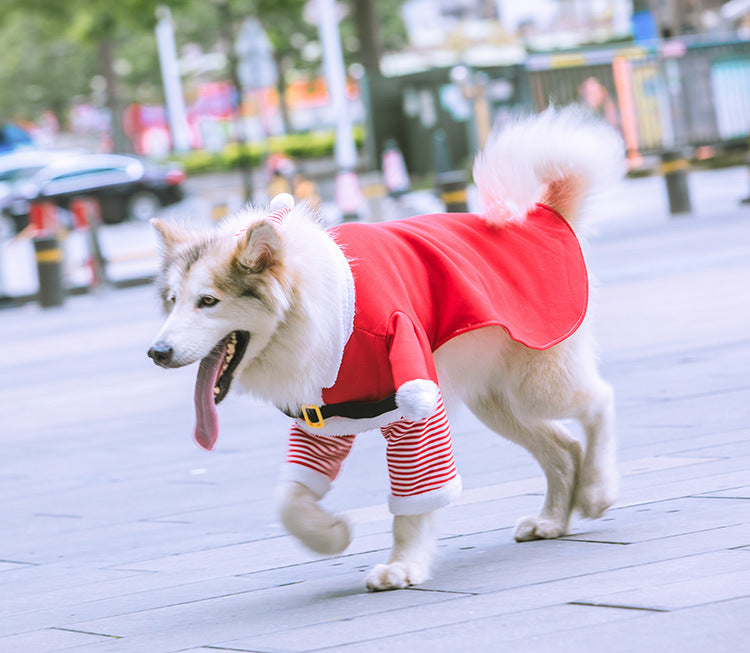 2023年新作入荷 ペット服 犬 服 Tシャツ ドッグウェア中国のビッグドッグと猫サンタクロース犬犬の犬のペット製品秋と冬の豪華なファンボディゴールデンレトリバーの変更