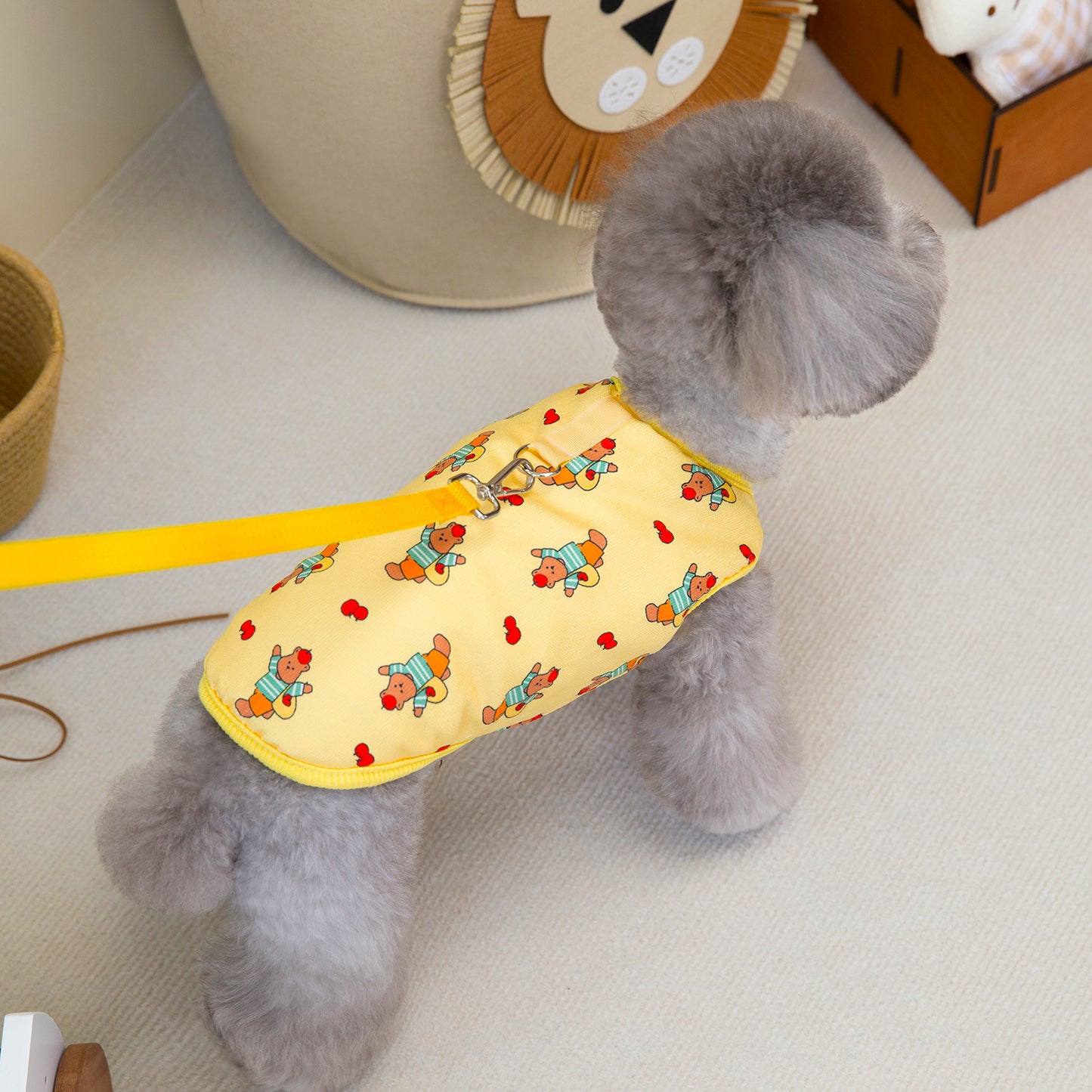 人気犬の服ペットの服小型犬や猫が秋と冬に着用することができますプリントベアコットンベストに代わって暖かい快適さ