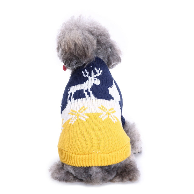 2023年新作入荷 ペット服 犬 服 Tシャツ ドッグウェアペットの服セーターハイネック犬の服セータークリスマス雪花の犬のセーター秋冬