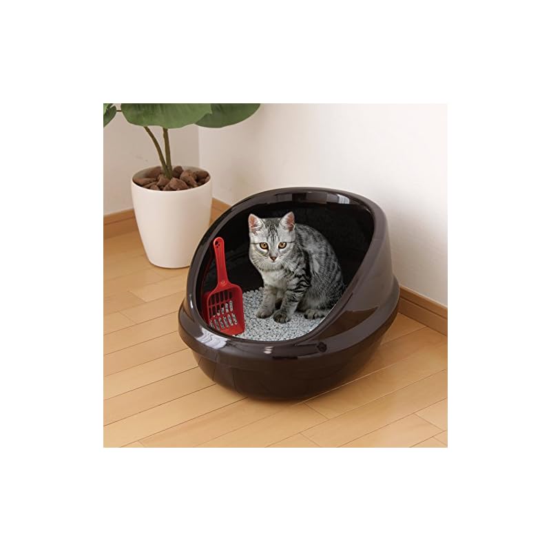 【即納】アイリスオーヤマ 猫トイレ 猫 トイレ ハーフカバー (スコップ付き) 黒 P-NE-500-H