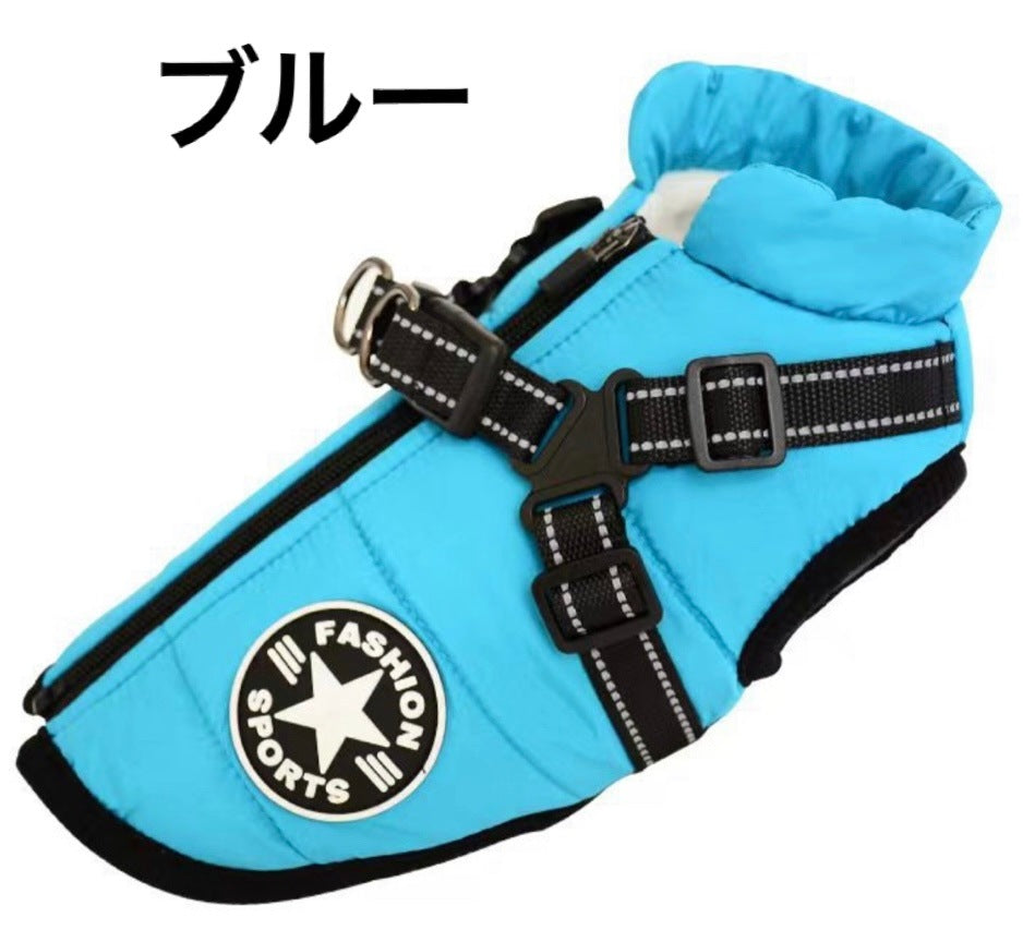 おしゃれ 秋冬 服 犬 ダウンハーネス付 犬服 ダウンジャケット 冬用 着せやすい ダウン 撥水加工 冬 小型犬 中型犬