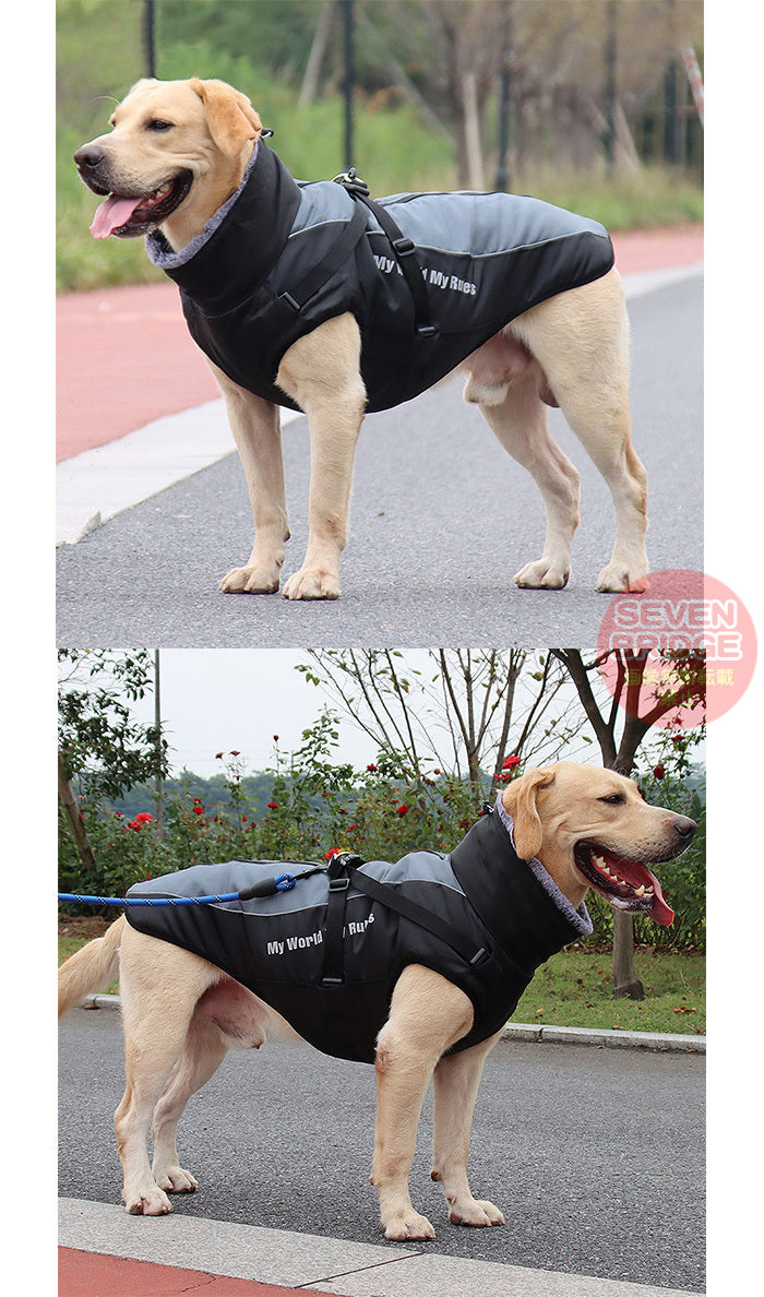防風 ウェア ハーネス 大型犬 防水 反射 防寒 中型犬 ベスト 一体型 ジャケット 犬 服 暖かジャケット ペット