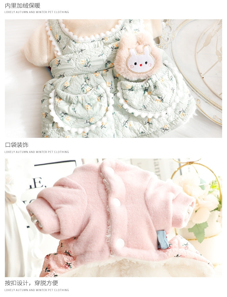 2色XS-XLあたたまることスエード入り厚手タイプ犬の服かわいい猫の新生ミルク犬のミルク猫のプリンセスワンピース子犬マシュマロ小型犬ペットテディ服キャミソール甘い猫犬服CXDZ63