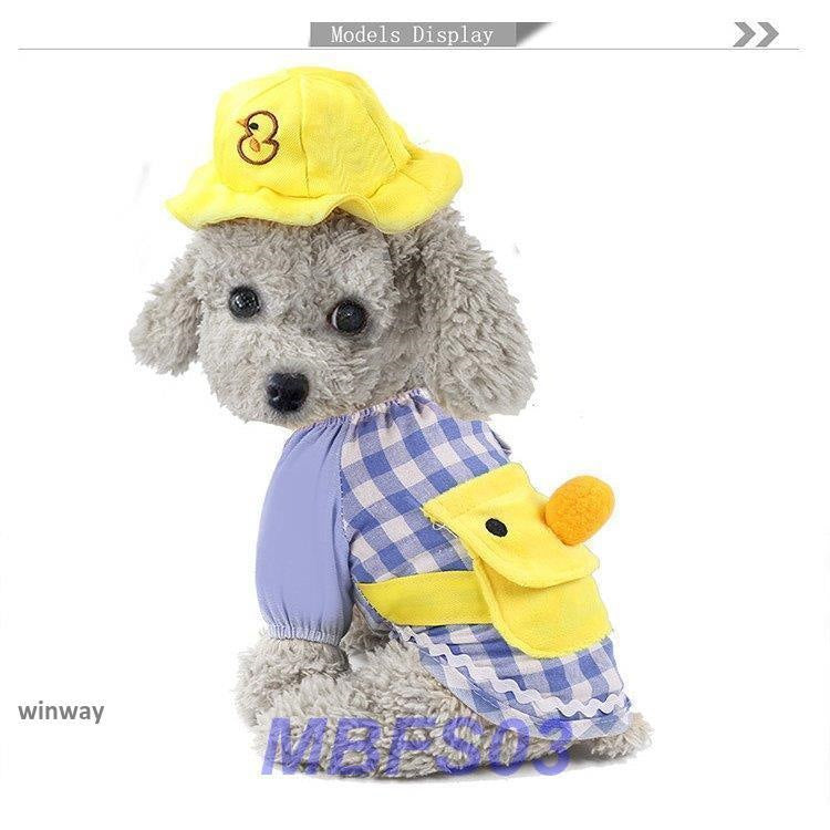 ワンちゃん服 小型犬 犬服 犬の服 おしゃれ 安い ドックウェア 犬服 ペット服 チェック柄 格子 幼稚園 帽子付き アヒル かわいい 春 秋 夏 通販