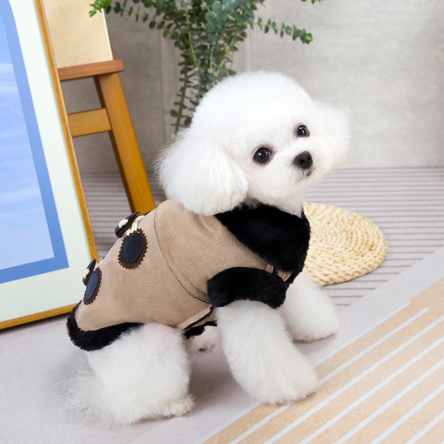 人気犬服ペット服小型犬や猫が秋と冬に着用することができます暖かく快適なスエード牛角コート