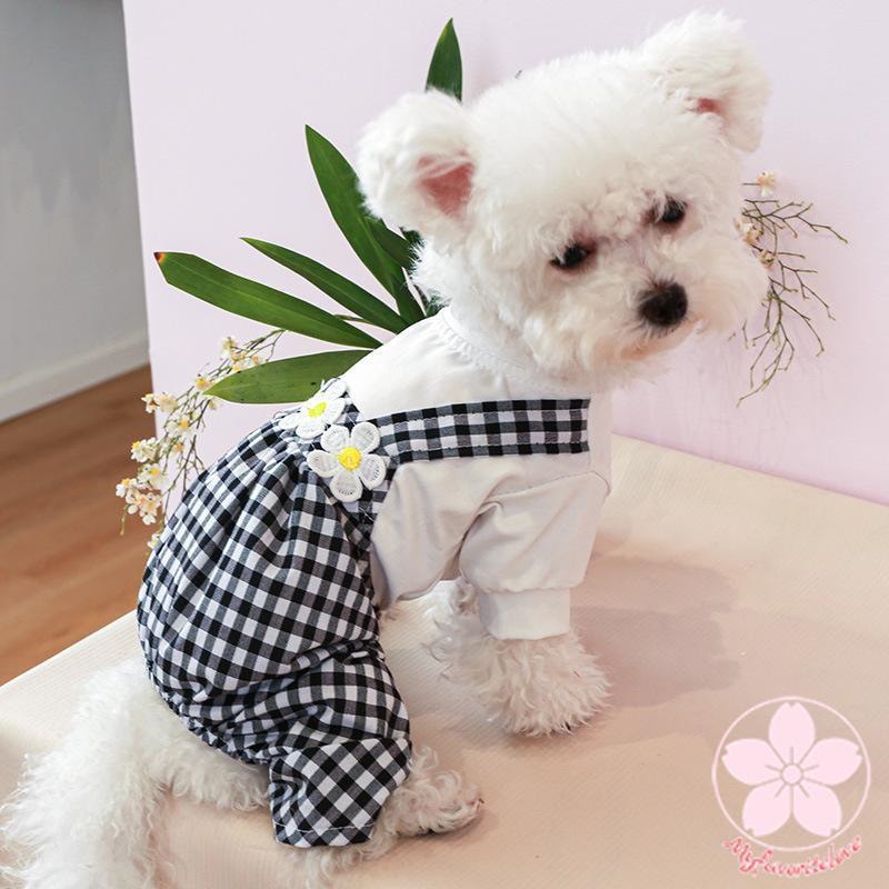 万能流行感 ペット 服 安い 犬 春 夏 秋 冬 ギンガム チェック サロペット かわいい 可愛い ハイブランド 猫 ドッグウェア