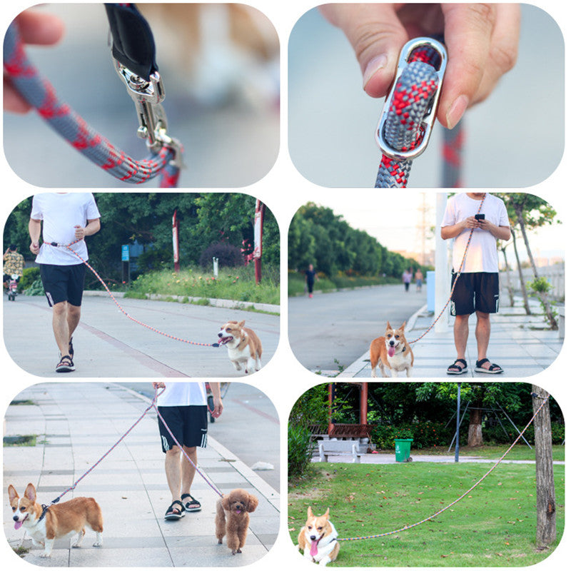 犬 リード 2.6m ショルダーリード 肩掛けリード 2頭引き リード ロングリード 反射機能 小型犬 中型犬 散歩 コンパクト 長い 多頭飼い