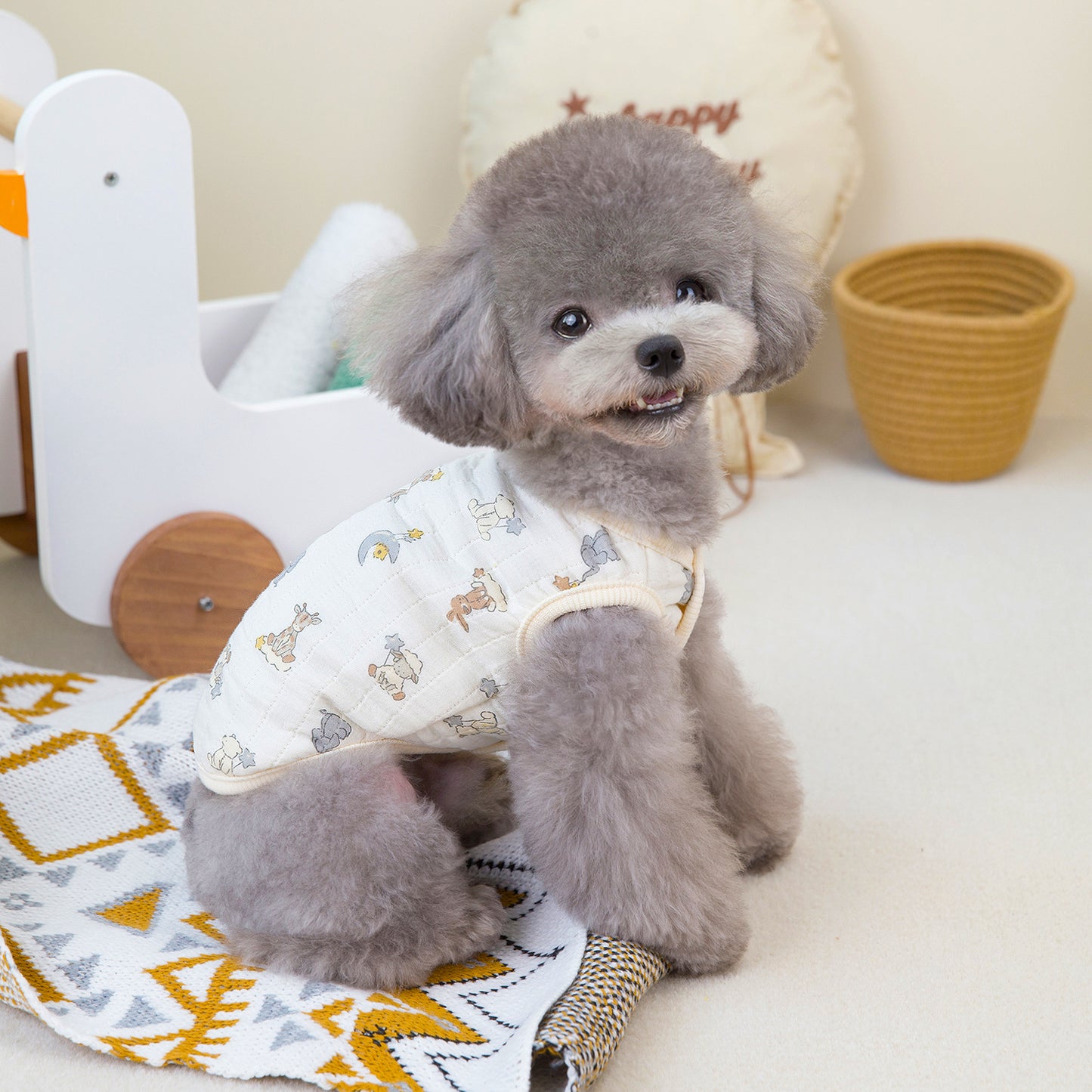 人気ペット用品犬服猫小型犬快適テディダブルガーゼ綿ベスト