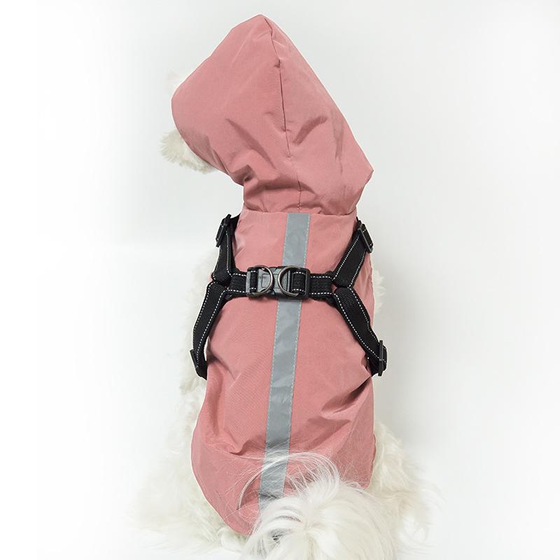 キャットウェア防水服 ペット用レインコート 犬服 フード付き 猫服 中型犬 犬レインコート リード穴あり 小型犬 撥水 反射テープ付き ドッグウェア レインウェア