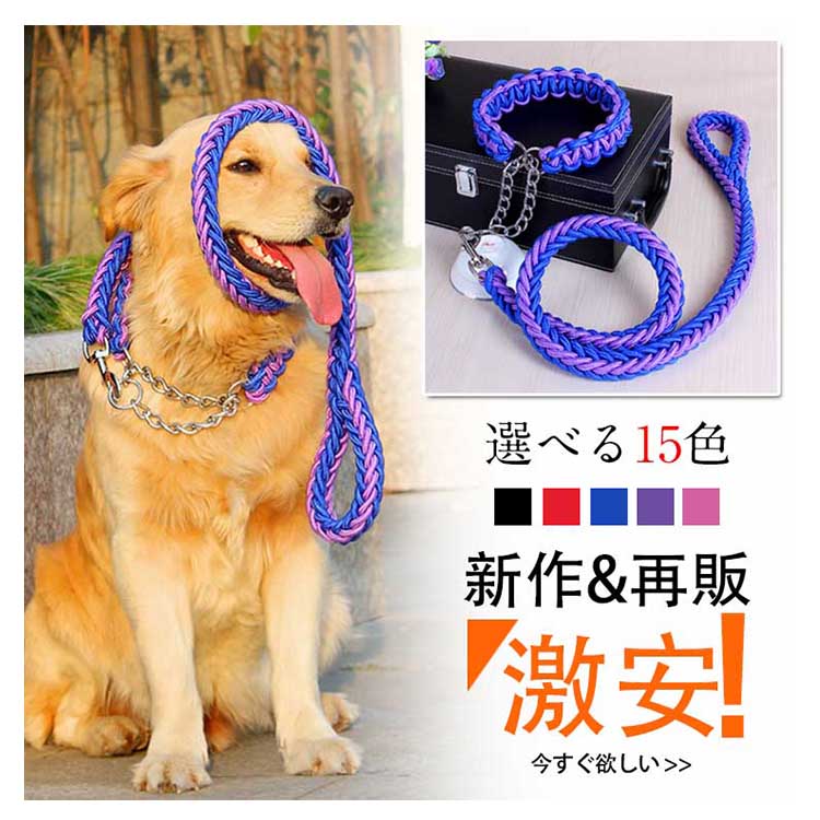 メガ割2025福袋-リードと首輪セット 犬 ドッグ リード 首輪 2点セット ドック用品 犬用 首輪 リード リードセッ837910