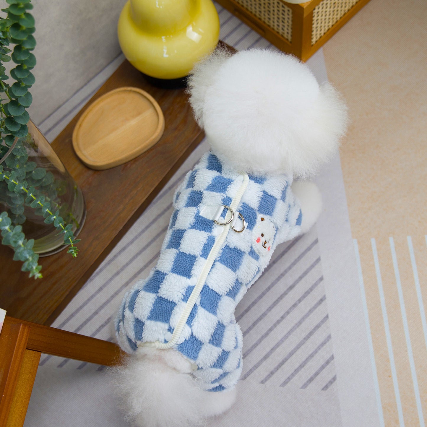 人気犬服 ペット服 小型犬 猫用 秋冬 あったか 快適 シェブロン両面フリースコート