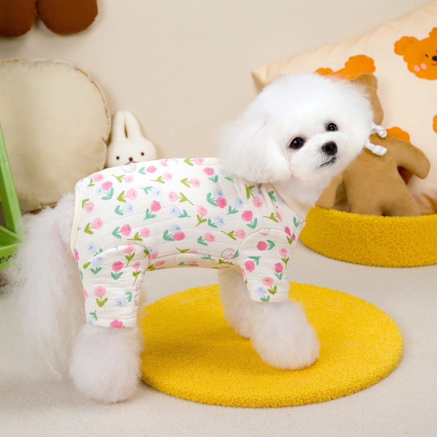 人気犬の服ペット服小型犬や猫は秋と冬の暖かく快適な二重層綿ガーゼ腹のスーツを着ることができます
