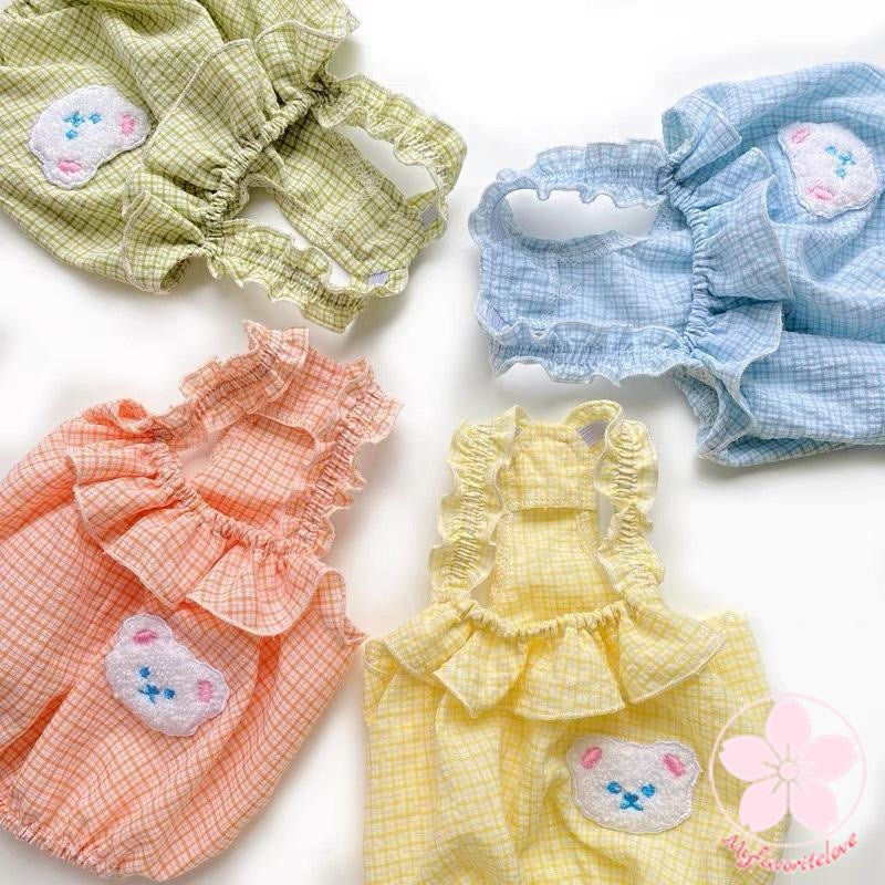 新品 大人気 ペット 服 安い 犬春 夏 フリル チェック キャミソール かわいい 可愛い ハイブランド 猫 ドッグ ウェア