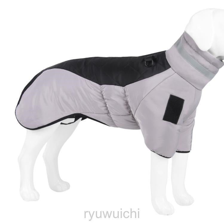 ドッグウェア 背中開き 中綿 コート 配色 中型犬 大型犬 向け 犬服 ダウン ジャケット ハイネック ハーネス 秋 冬 3XL 防寒