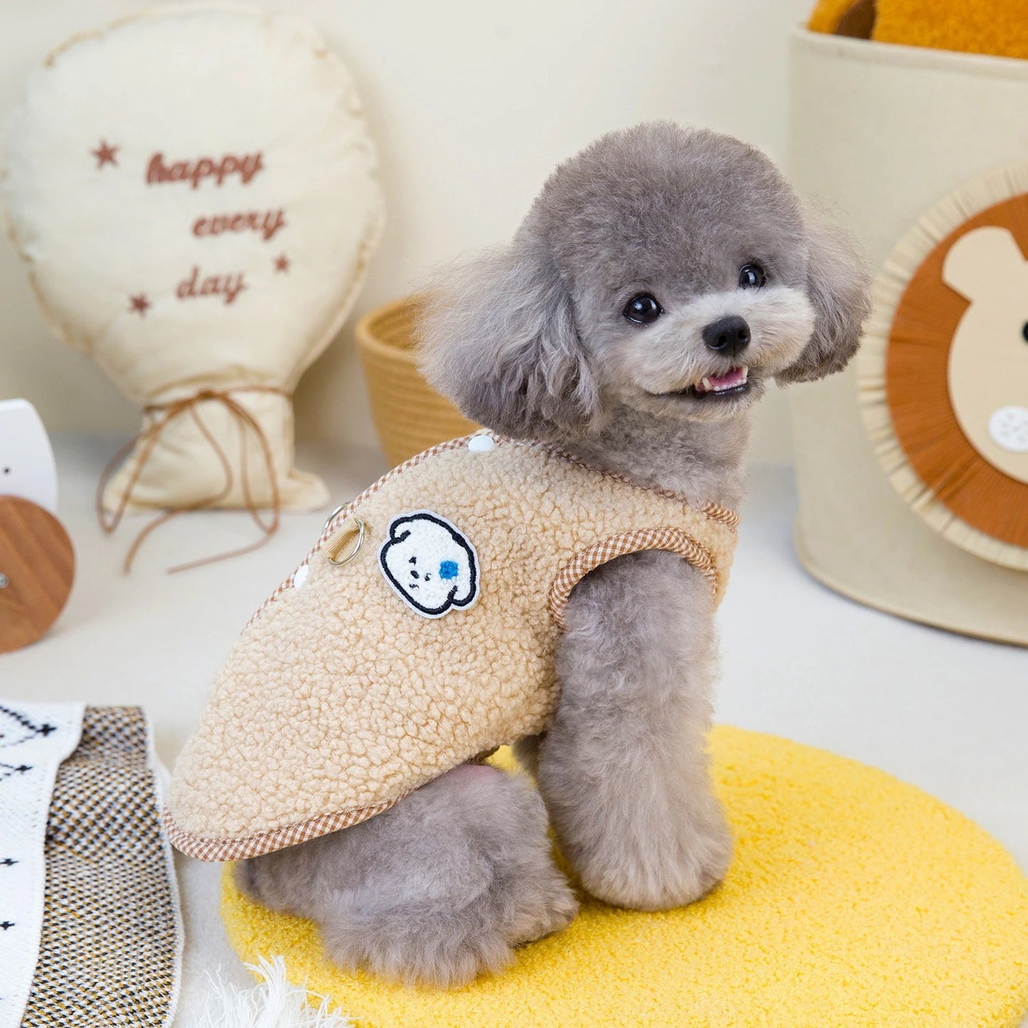人気犬服ペット服猫秋冬新作テディビション背中開きペレットラムズウールベスト