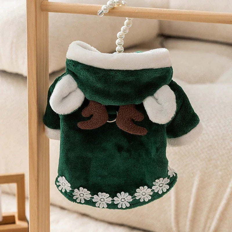 秋冬の犬服 テディボーミペットのコキシナレビーベア秋冬服 猫の服クリスマスシリーズ鹿の角のマント