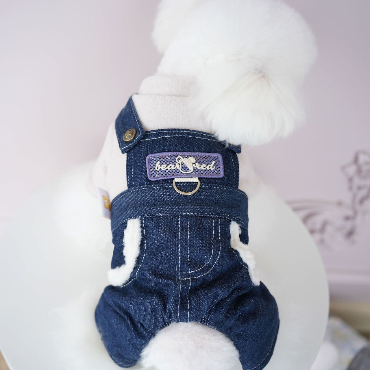 犬服ペット新作秋冬ウェア擦れデニムスーツ犬ビション背中4本足服ズボン2本足服