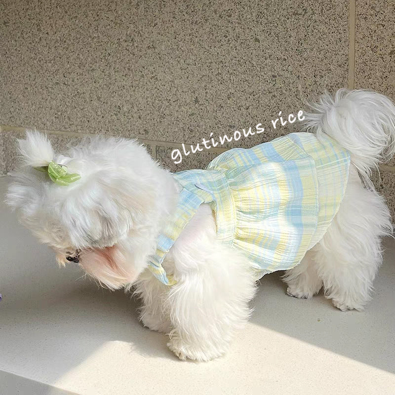 ペット子犬猫二重格子ガーターテディベア博米中小型子犬春秋薄型夏