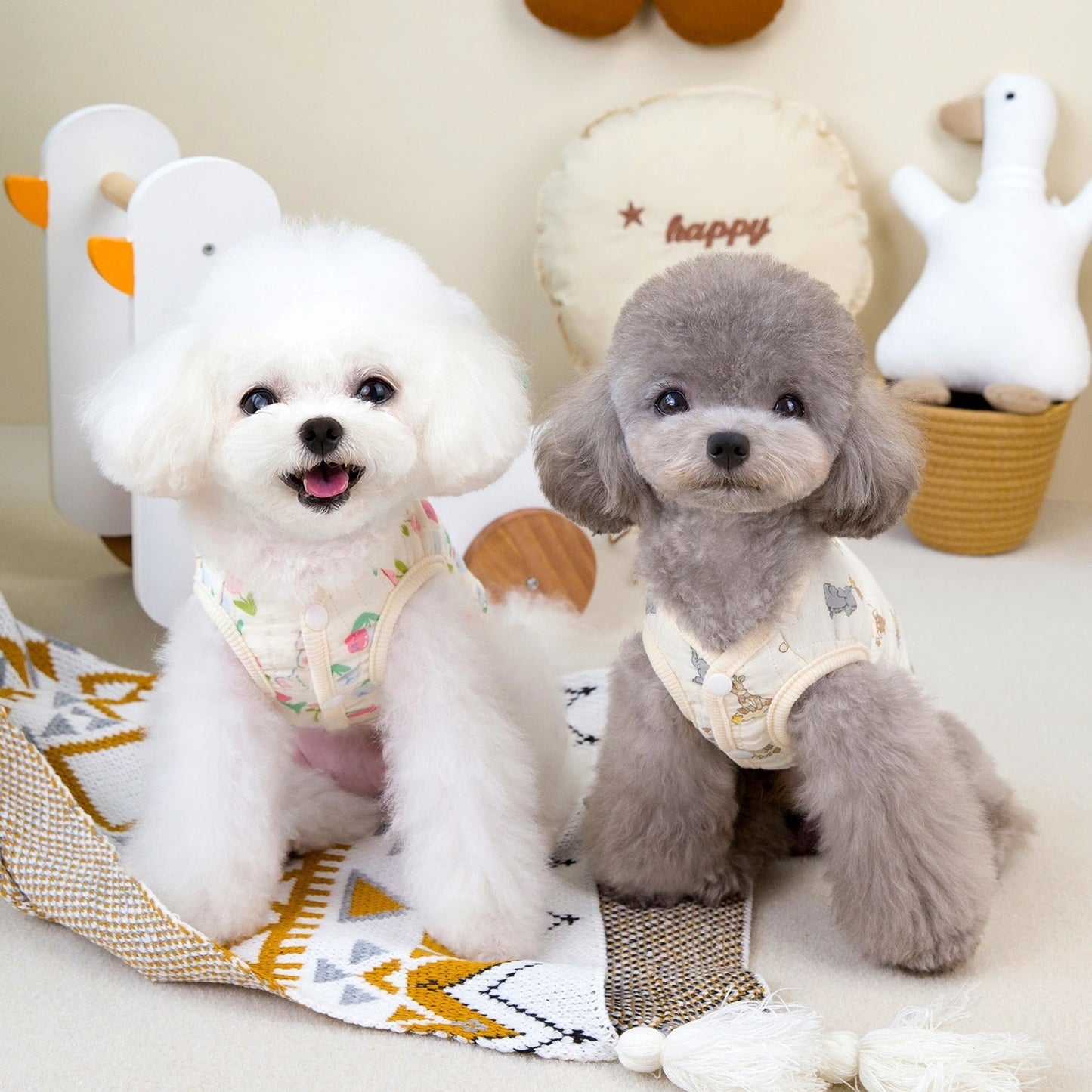 人気ペット用品犬服猫小型犬快適テディダブルガーゼ綿ベスト