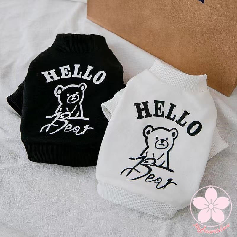 万能流行感 ペット 服 安い 犬 秋 冬 くま柄 モノトーン トレーナー かわいい 可愛い ハイブランド 猫 ドッグ ウェア