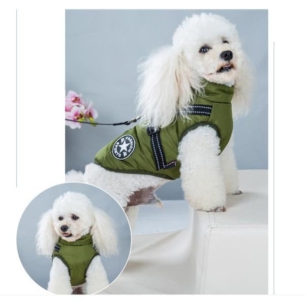 犬 服 犬の服 犬用ベスト ダウン風ベスト 犬用アウター ペット服 ハーネス一体 ドッグウェア 中綿 冬服 小型犬 中型犬 ジップアップ 防寒 温かい