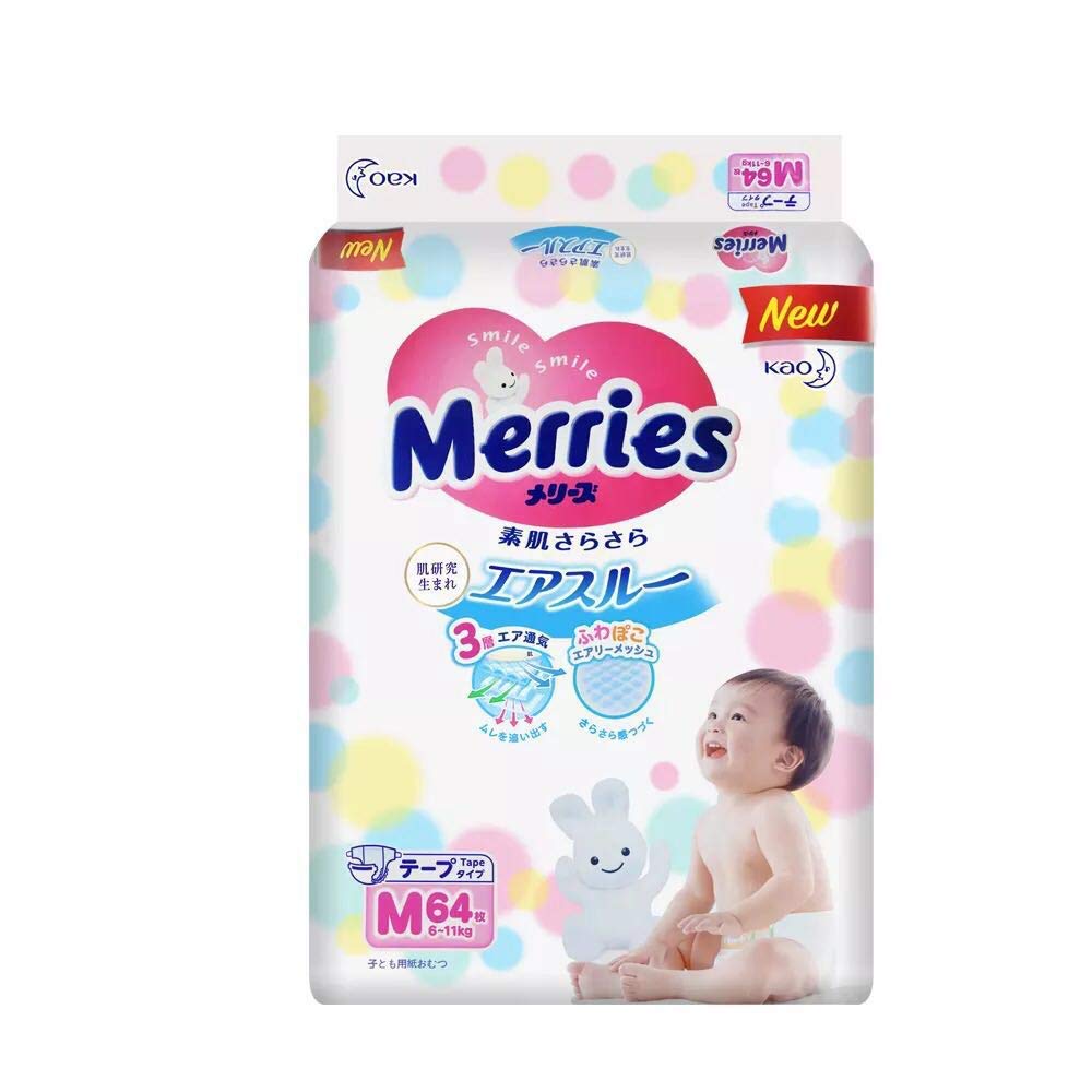 【テープ Mサイズ】メリーズさらさらエアスルー (6~11kg)64枚