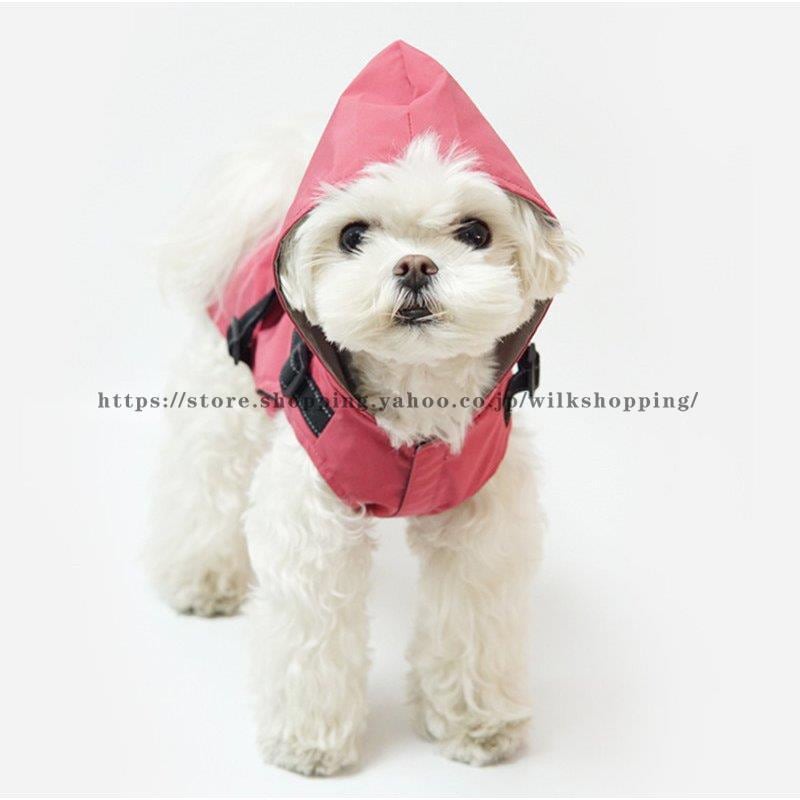 ペット レインコート ドッグウェア ハーネス 犬の服 犬服 雨服 雨具 パーカー フード付き 雨具 お散歩 梅雨対策 着脱簡単 四足 小中型犬用 雨の日 防水