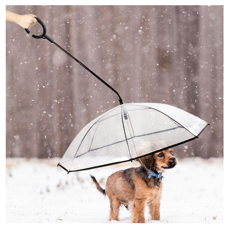 雨具 ペット用 散歩 クリア 犬 中型犬 いぬ お出かけzq リード付き傘 アンブレラ レイングッズ