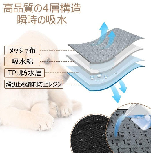 ペット用おしっこマット ペットマット トイレシート 下敷き マット 2点入り 4重構造 防水 速乾 消臭 滑り止め 介護 小型 中型 犬 猫 犬用