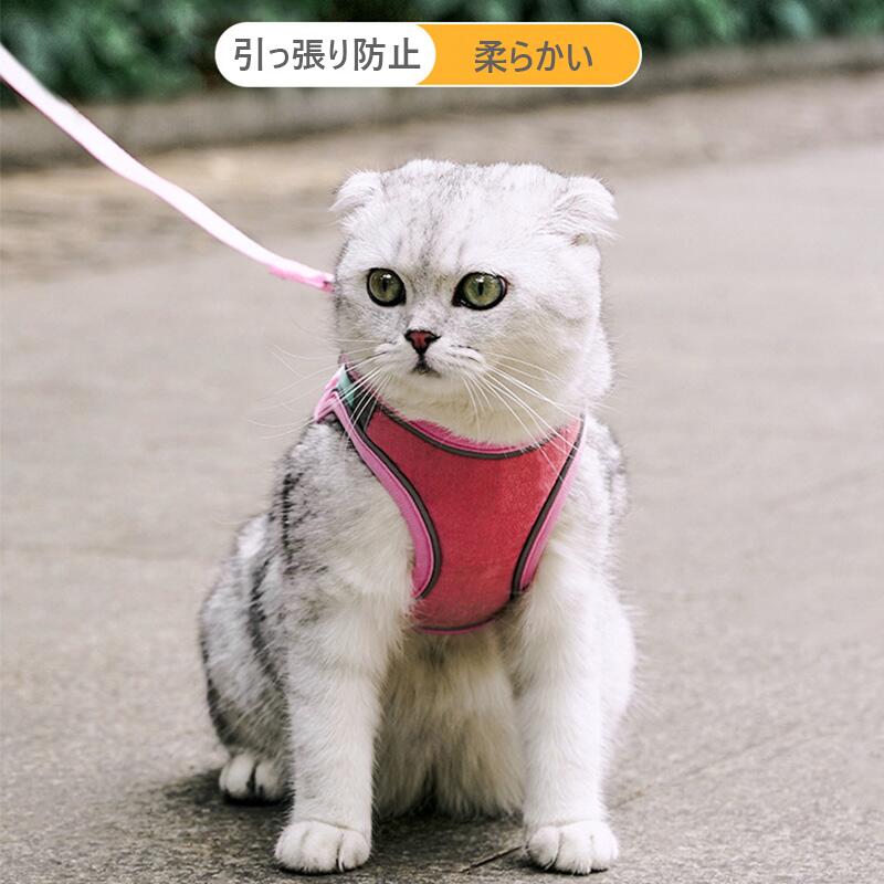 超目玉新品良いレビューハーネス小型犬抜けないおしゃれハーネスリードセット猫ハーネスリードセット小型犬ペット用品マジックテープ夜間反射犬リードハーネスセット