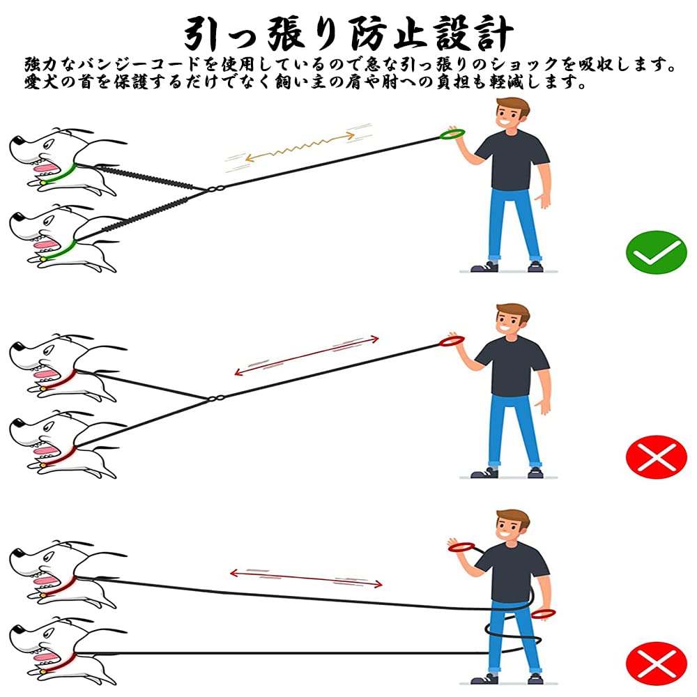 新作セールVOOPH 犬 リード 大型犬 中型犬 小型犬 伸縮リード 犬用リード ペット用品 犬リード 2頭引きリード 多頭飼い ロングリード 犬のリード 訓練リード ブラック2025年