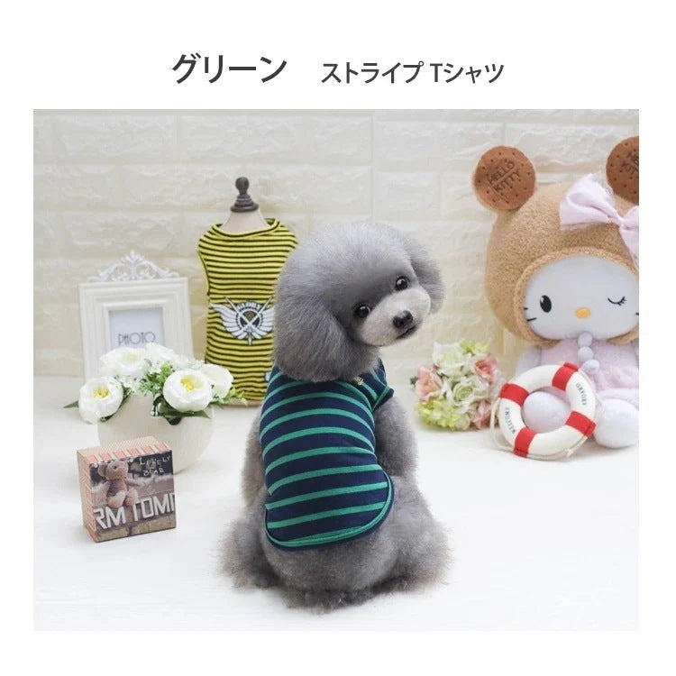 犬 犬服 犬の服 犬用品 ワンチャン ペット用品 大人気 カワイイ ストライプ Tシャツ