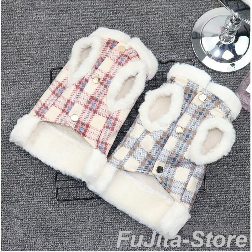 ペット服 犬服 ニット 犬用 犬 ドッグウェア ペットグッズ チェク柄 猫用 猫服 猫パーカ 冬服 秋服 暖かい 裏起毛 防寒 可愛い ボア