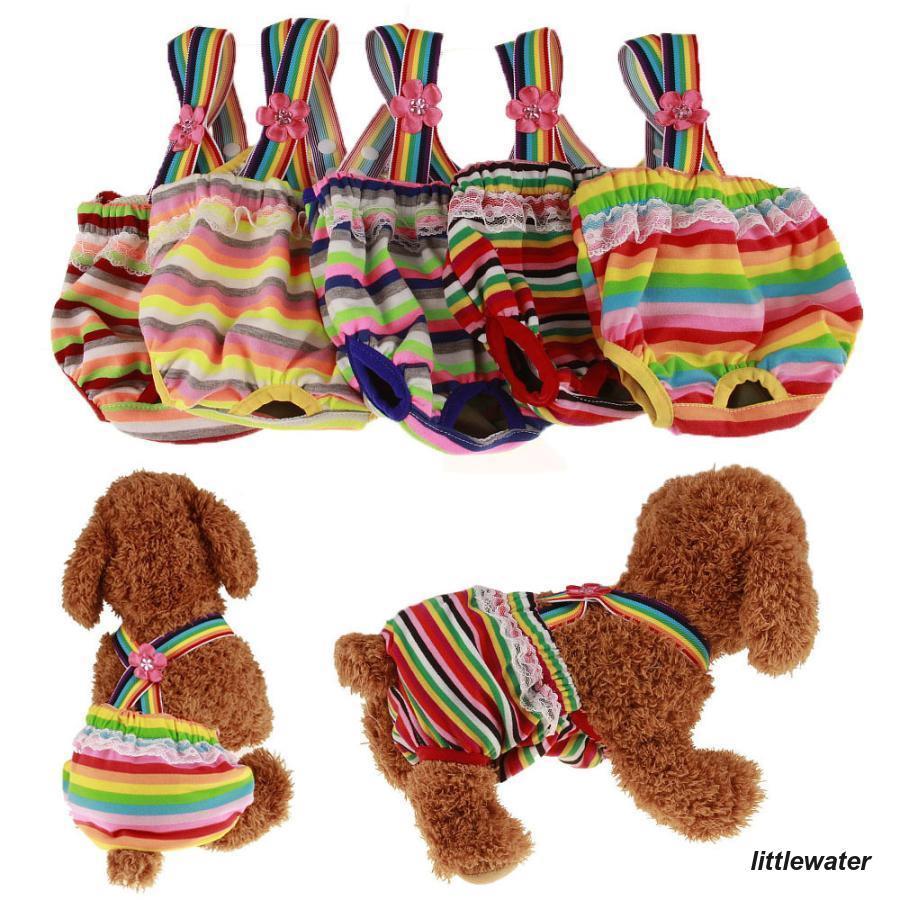 新品入荷 犬用サニタリーパンツ マナーパンツ ドッグウェア ペット用品 生理パンツ ボーダー 花 フラワー かわいい カラフル レース レインボー