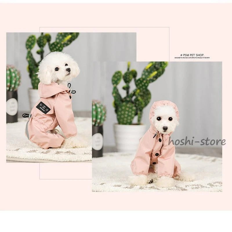 ペット服 ドッグウェア レインコート 犬の服 犬服 雨服 雨の日 防水 雨具 お散歩 梅雨対策 着脱簡単 雨具 パーカー フード付き 四足 小中型犬用