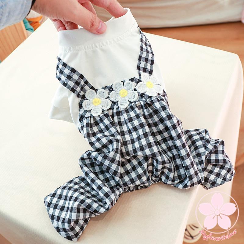 万能流行感 ペット 服 安い 犬 春 夏 秋 冬 ギンガム チェック サロペット かわいい 可愛い ハイブランド 猫 ドッグウェア