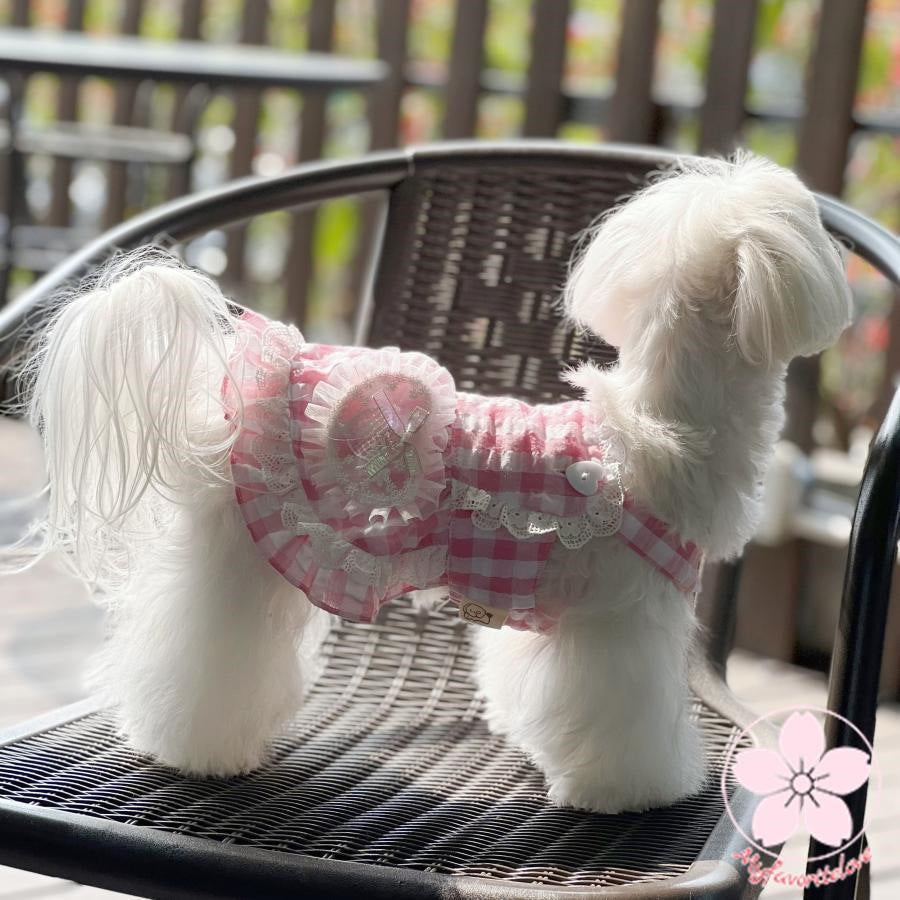 万能流行感 ぺット 服 安い 犬 春 夏 チェック フリル キャミソール かわいい 可愛い ハイブランド 猫 ドッグ ウェア