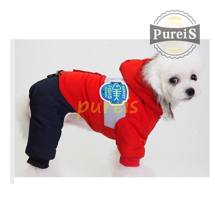 大人気 上品 犬服 ペット服 ペット用品 秋冬中綿ダウンジャケット 防寒 もこもこ あったか つなぎ ロンパース オーバーオール 前開き 小型犬 ペット用 お出掛け お散歩