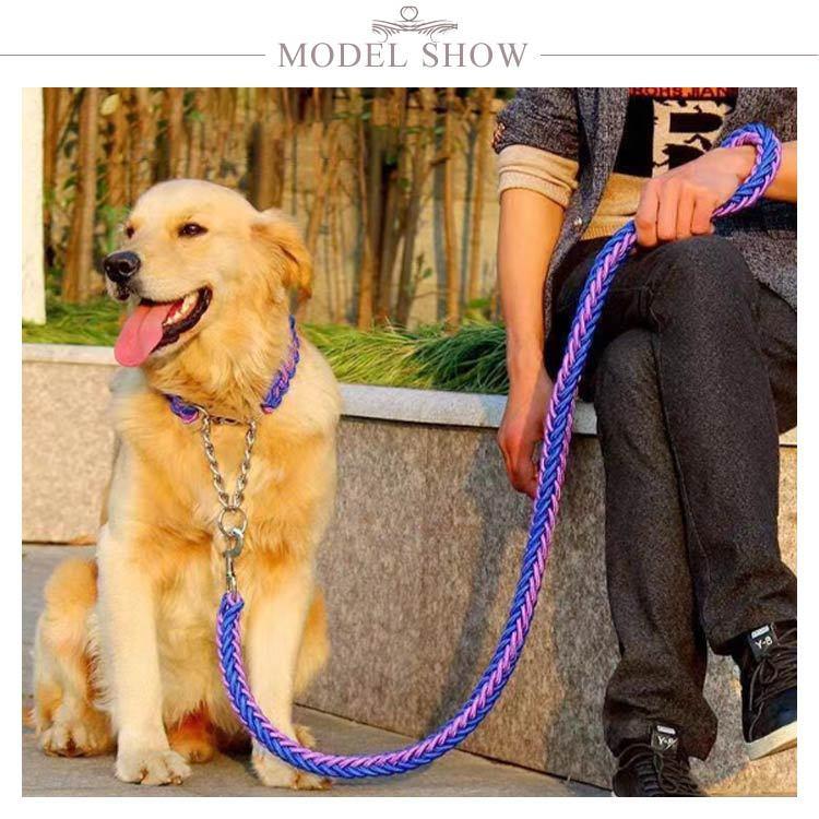 首輪付きリードセット セット ハーフチョーク 全11色×4サイズ XL + しつけ ペット 首輪 犬 中型犬 大型犬 パラコード S M L リード